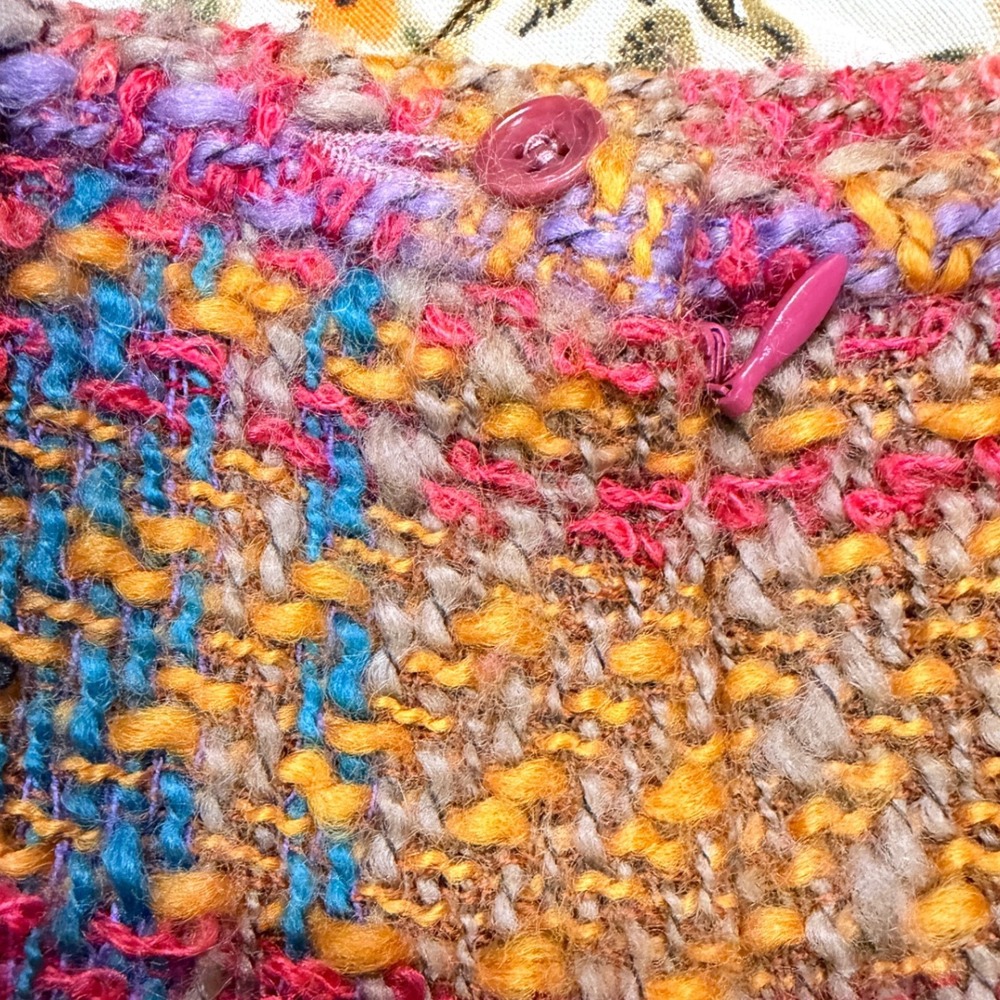 Vintage‎ GERARD DAREL Wool Tweed Slub Yarn Pink Plaid Mini Skirt Women Size 42 - Picture 7 of 10